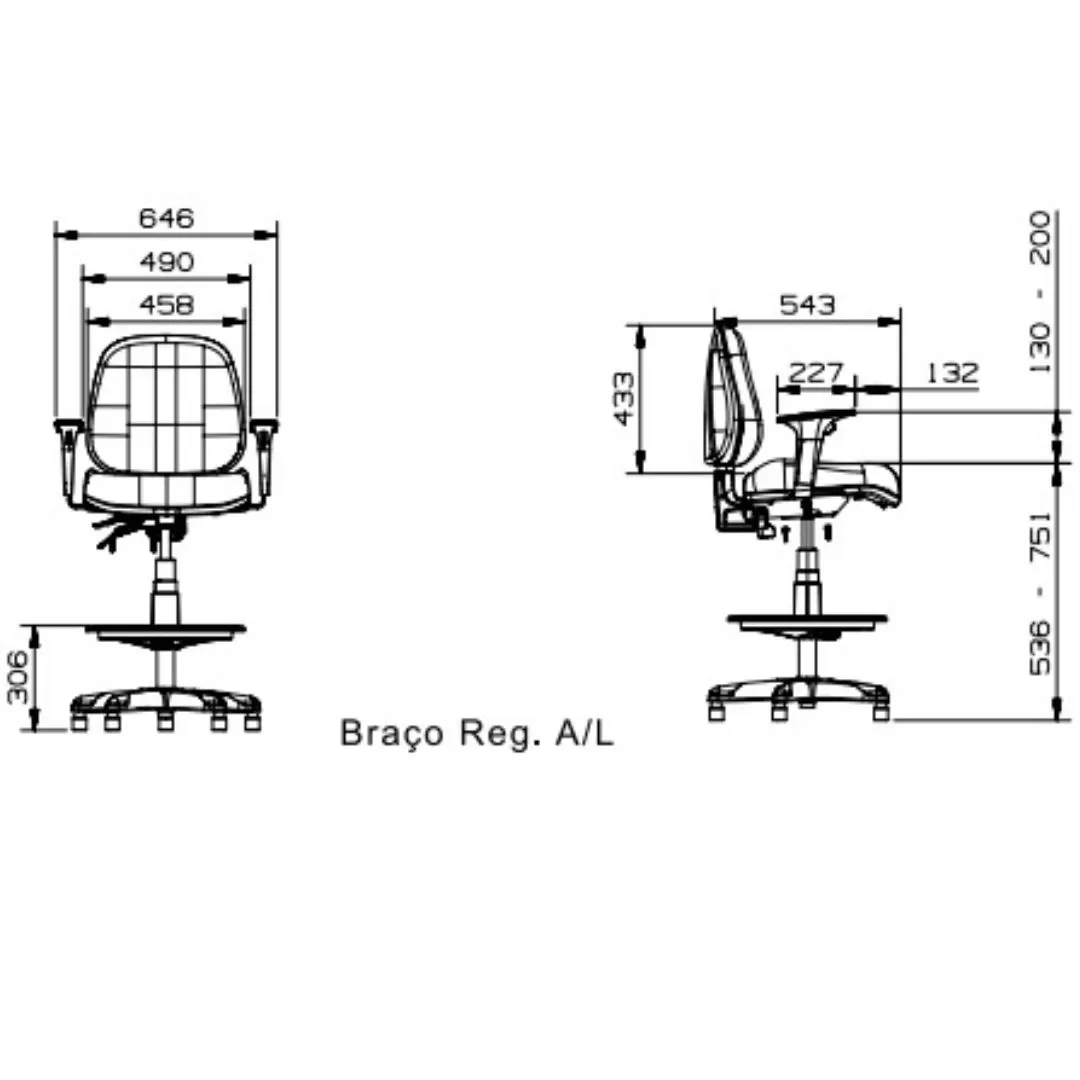 Cadeira Premium Executiva Ergonômica Caixa Alta Sem Braço - Backplax Plus - ABNT 13962 / NR-17