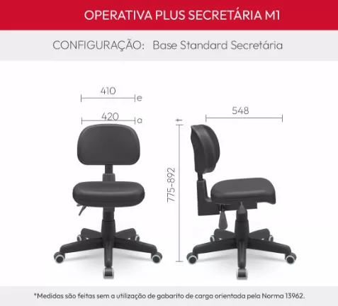 Cadeira Operativa Plus Secretária M1 Ergonômica Com Braço - Backplax - NR 17