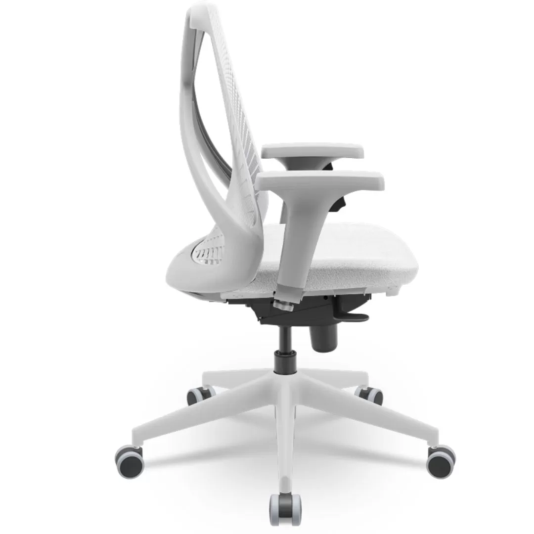 Cadeira Ergonômica BIX X+ Grey - Syncron + Base Itália + Tela Branca - Assento Branco