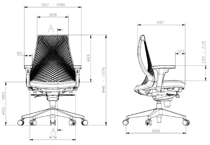 Cadeira Ergonômica BIX X+ Black - Syncron + Base Cromada + Tela Preta - Assento Preto - ABNT 13962 / NR-17