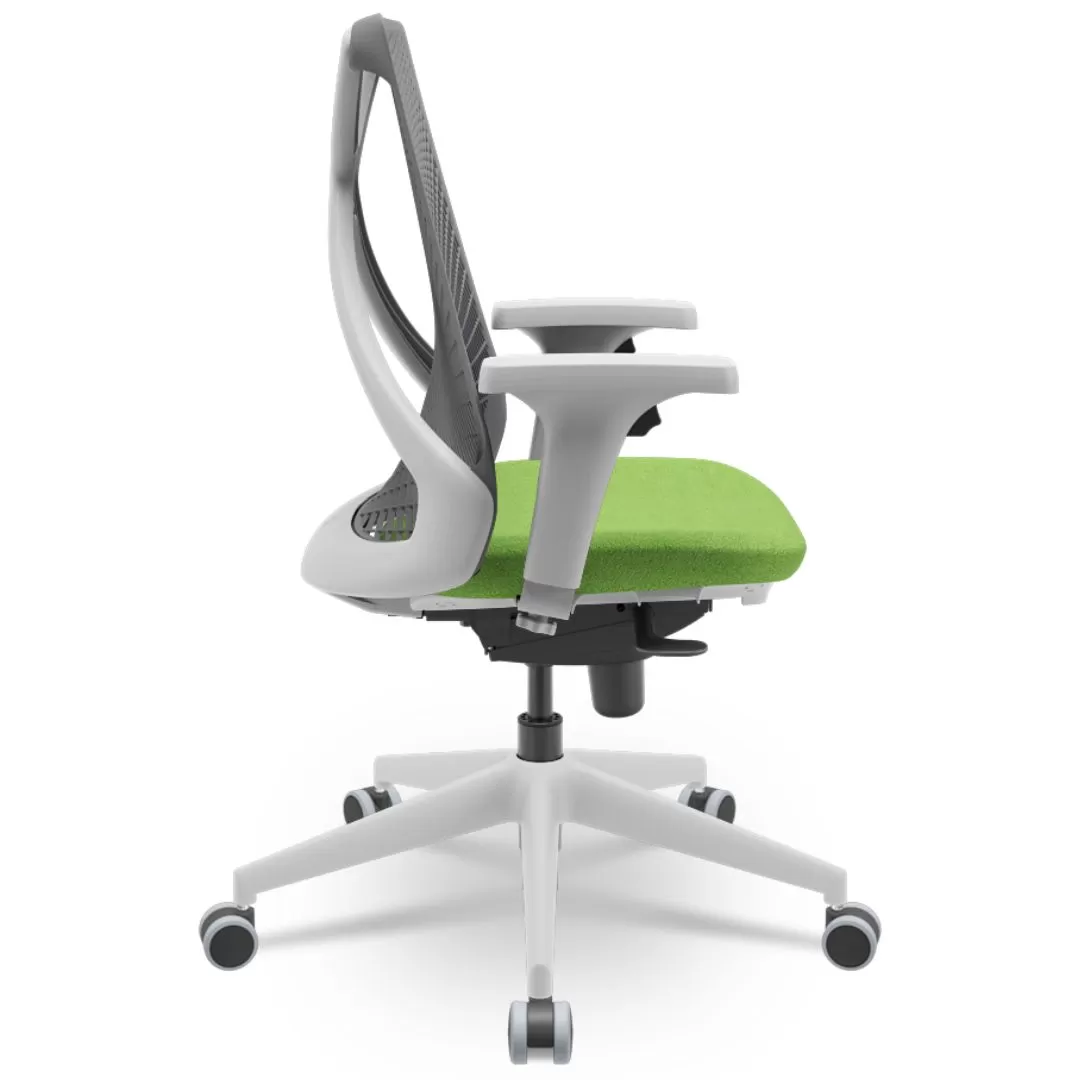 Cadeira Ergonômica BIX X+ Grey - Syncron + Base Itália + Tela Cinza - Assento Pistache