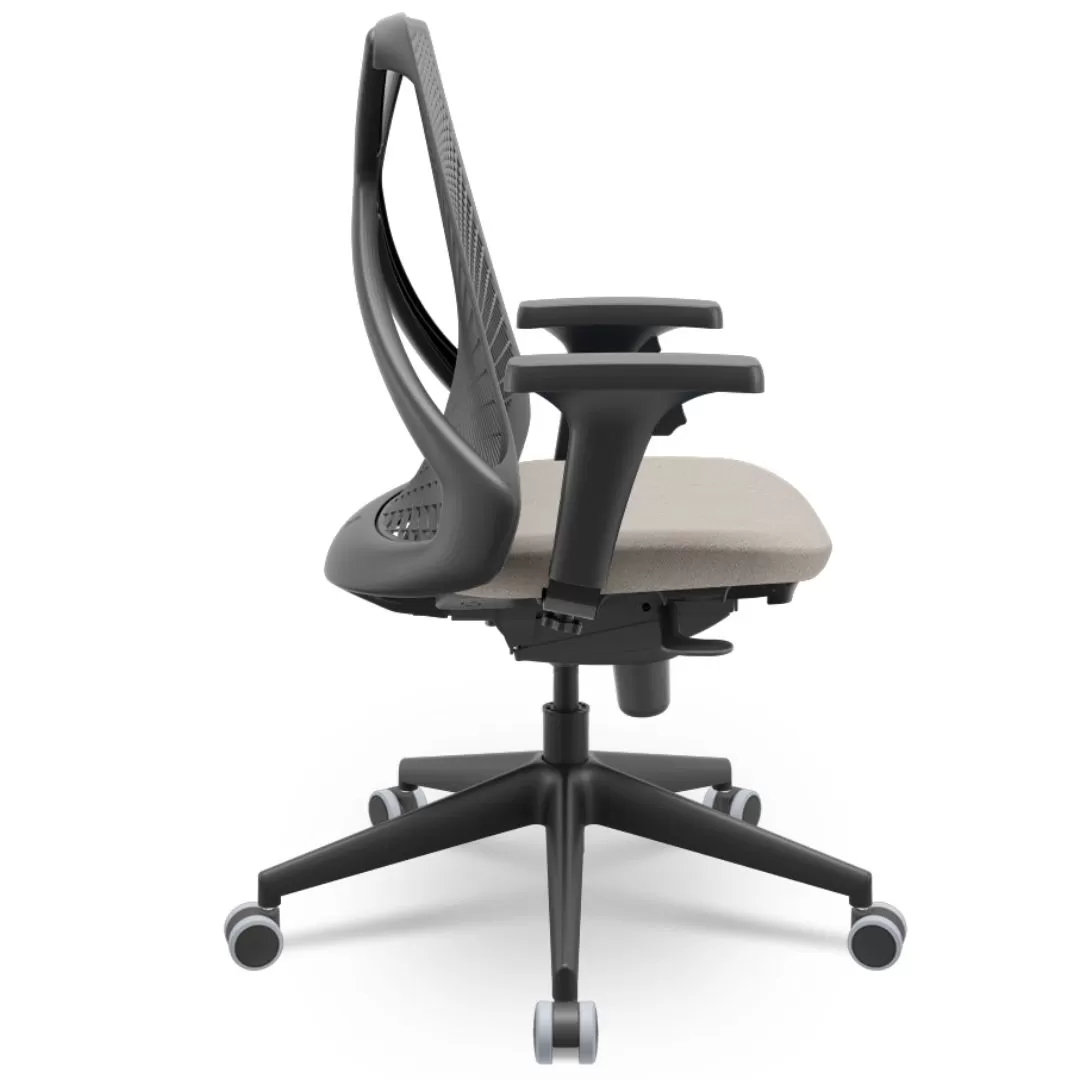 Cadeira Ergonômica BIX X+ Black - Syncron + Base Itália + Tela Cinza - Assento Fendi