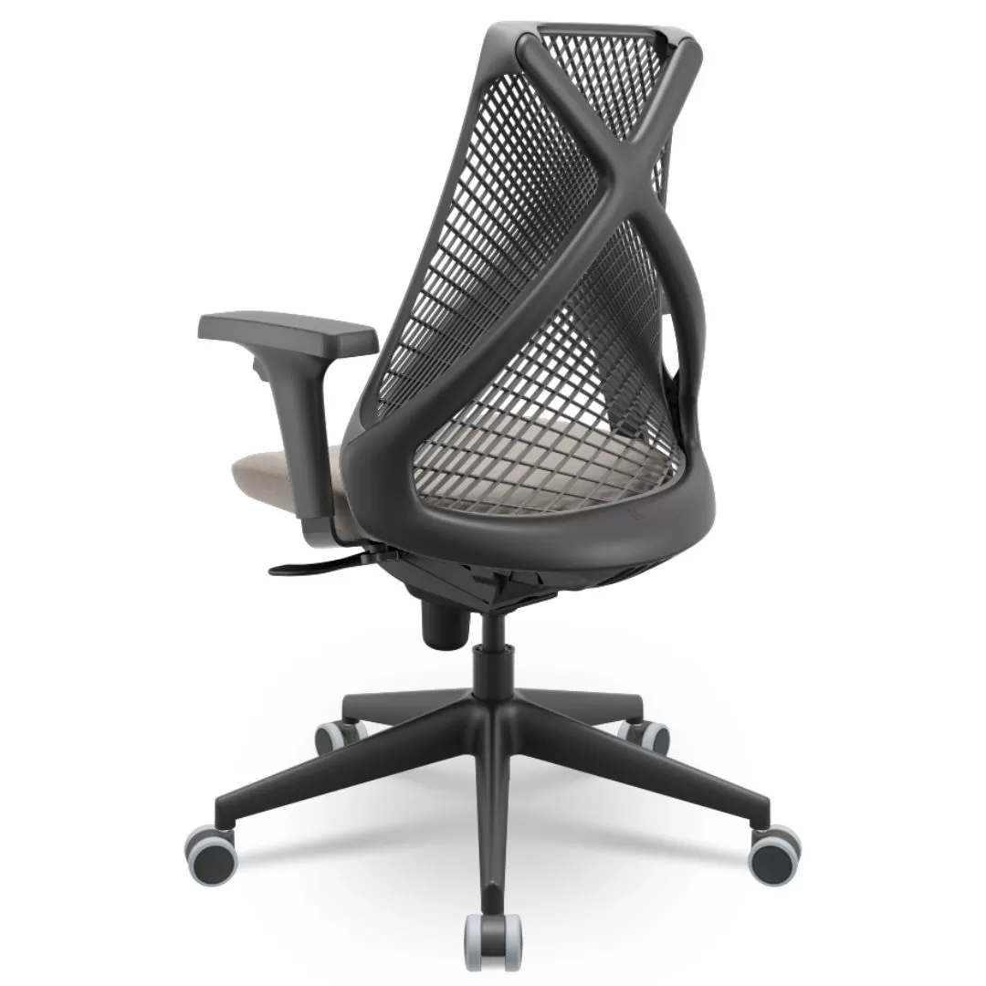 Cadeira Ergonômica BIX X+ Black - Syncron + Base Itália + Tela Cinza - Assento Fendi