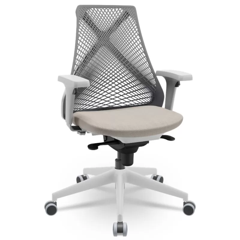 Cadeira Ergonômica BIX X+ Grey - Syncron + Base Itália + Tela Cinza - Assento Fendi